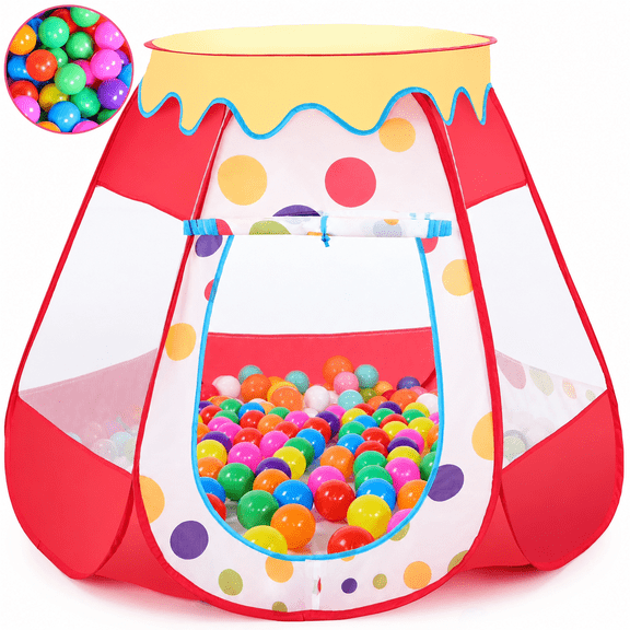 PigPigPen Children's Educational Mesh Ball Pit Gift for Toddlers and Kids with 50 Balls, Indoor Outdoor Play Tent