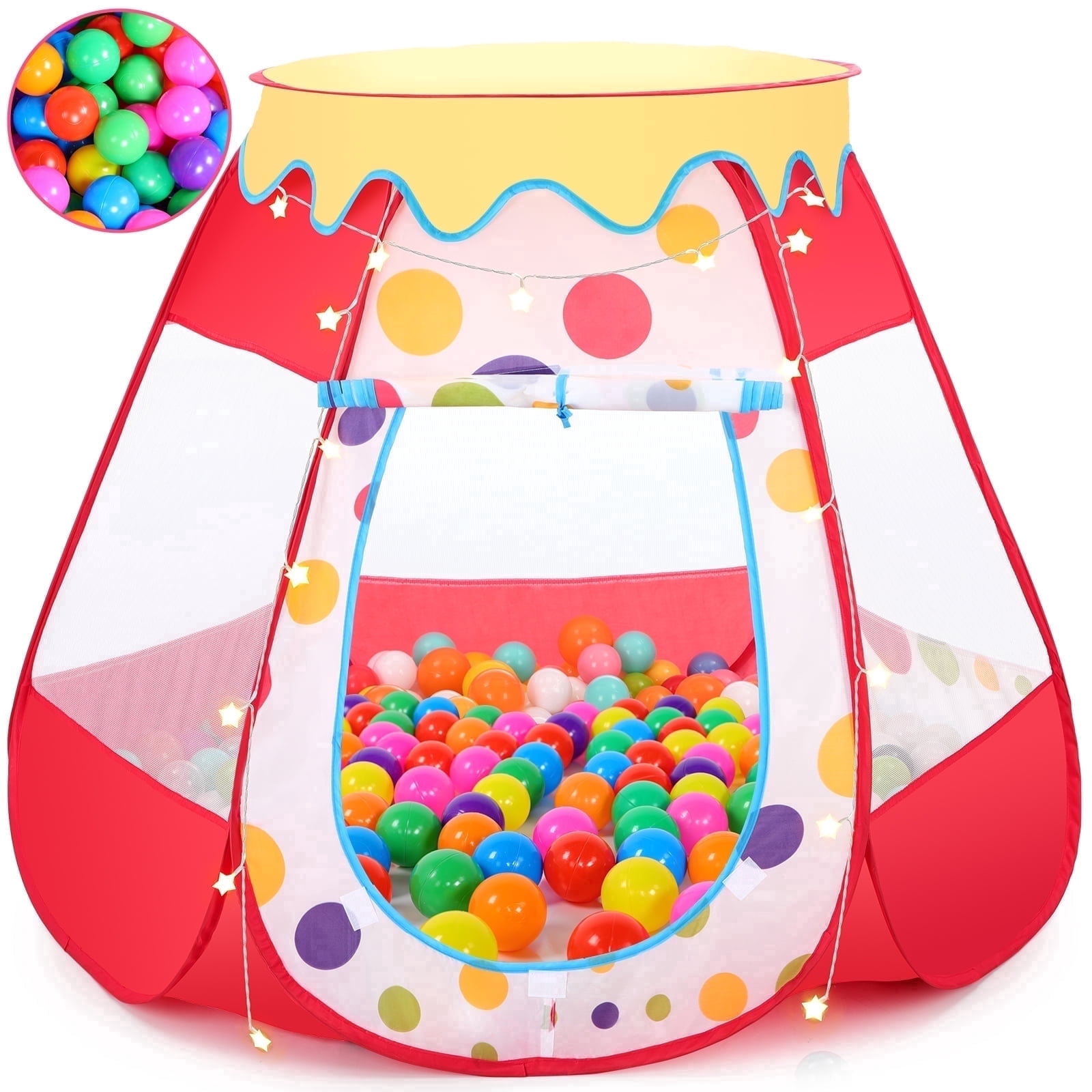 PigPigPen Children's Educational Mesh Ball Pit Gift for Toddlers and Kids with 50 Balls, Indoor Outdoor Play Tent