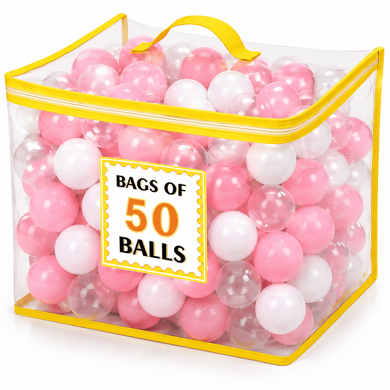 Snack Defense Script PigPigPen Ball Pit Play Balls, 50-Piece, Pink White and Clear, Plastic ...