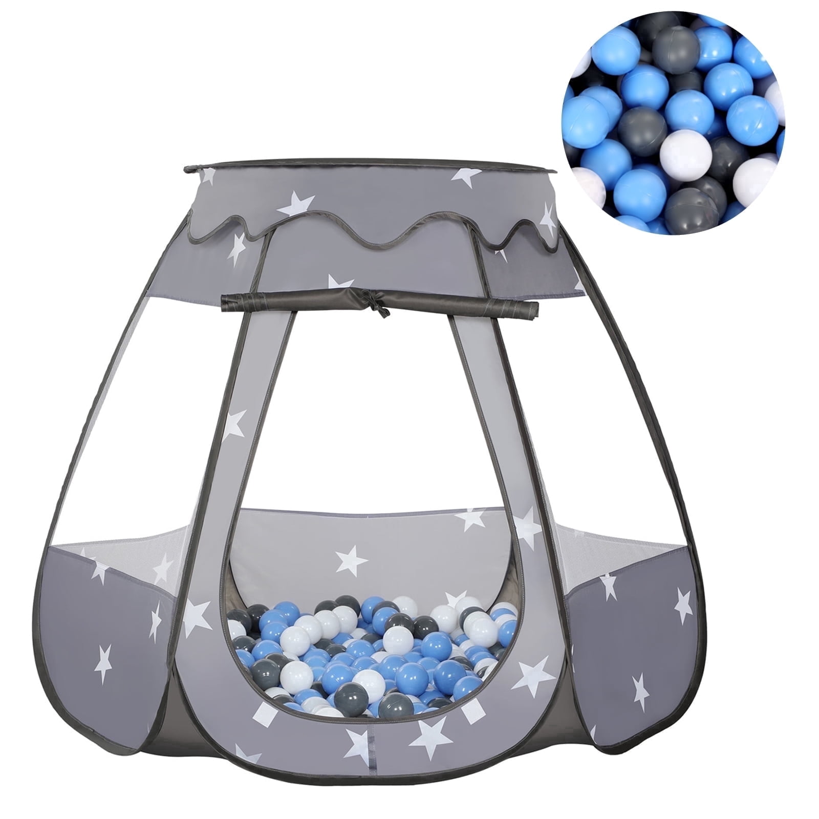 PigPigPen Black Kids Ball Pit for Toddlers with 50 Balls – Soft Baby Play Pen for Indoor & Outdoor Play