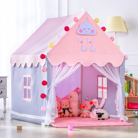 PigPigPen Princess Kids Play Tent for Toddlers Large Canvas Playhouse for Girls Indoor Outdoor Games