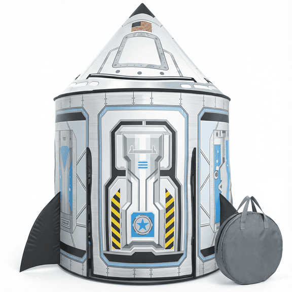 PigPigPen Rocketship Tent for Kids: Space-Themed Play Tent for Boys Room, Indoor Outdoor Toys for Toddlers & Kids
