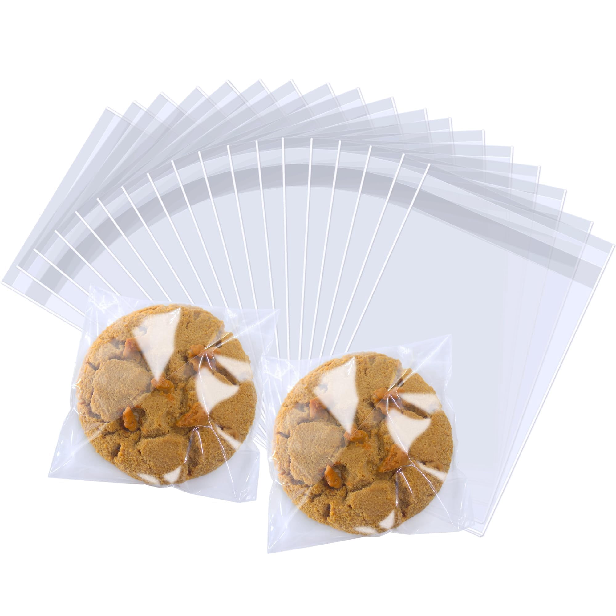 100 Pack 6x9 Inch Clear Cellophane Gift Bags - Self Sealing Resealable Treat Bags For Cookies, Candy, Favors