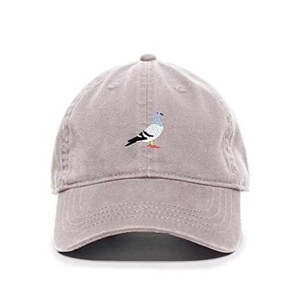 Pigeon Baseball Cap Embroidered Cotton Adjustable Dad Hat Light Grey