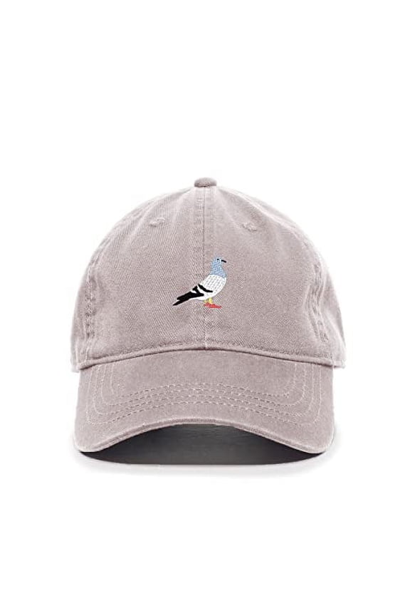 Pigeon Baseball Cap Embroidered Cotton Adjustable Dad Hat Light Grey