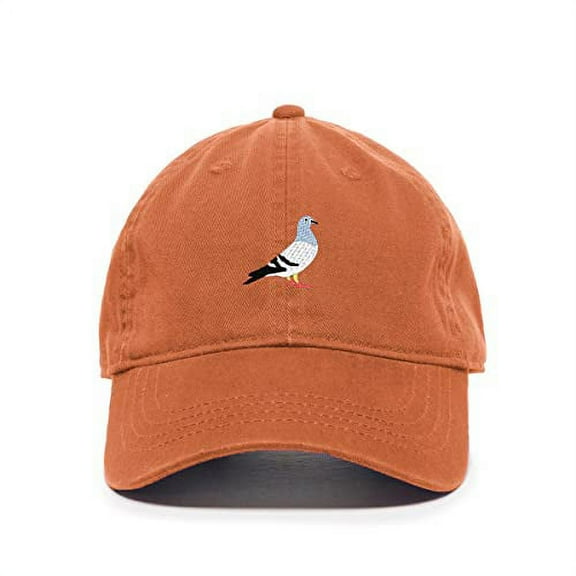 Pigeon Baseball Cap Embroidered Cotton Adjustable Dad Hat Orange