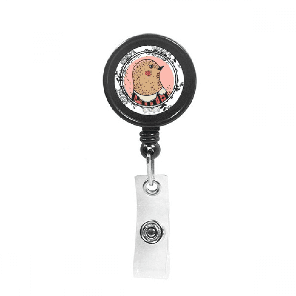 Pigeon Flower  Cartoon Illustration Pattern Retractable Keychain Badge Holder ID Badge