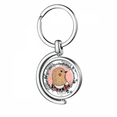 thumbnail image 1 of Pigeon Flower Cartoon Illustration Pattern Rotating Keychain Metal Keyring Holder, 1 of 2