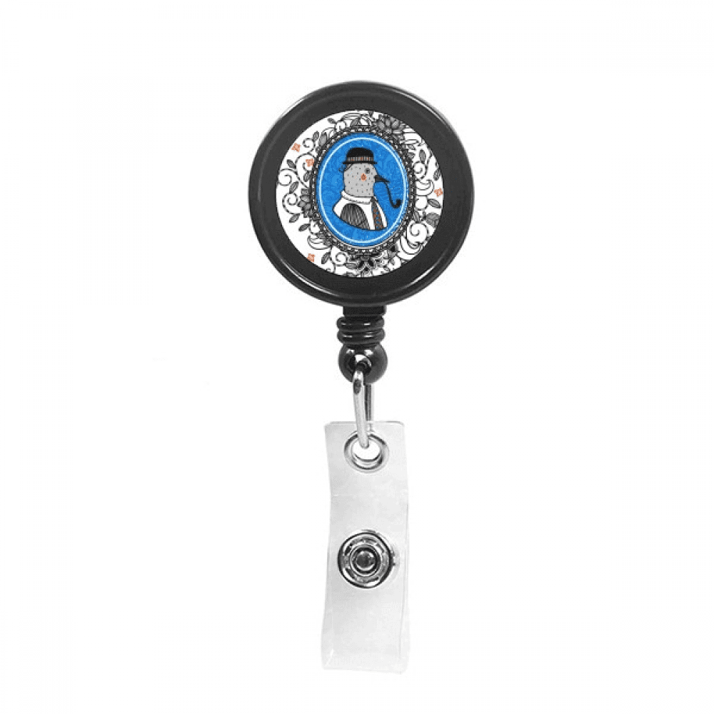 Pigeon Hat Flower  Cartoon Illustration Retractable Keychain Badge Holder ID Badge