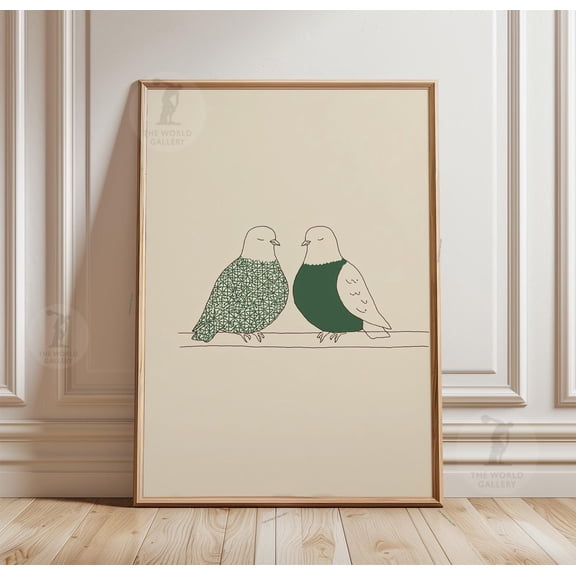 Pigeon Illustration Poster Bird Wall Art Print Minimal Animal Line Drawing Decor