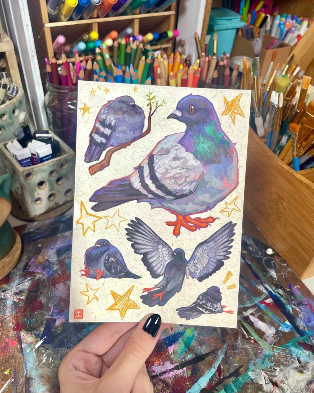 Linon Paper Pigeon Linen Paper Vintage Poster , Poster Print Only - Walmart.com