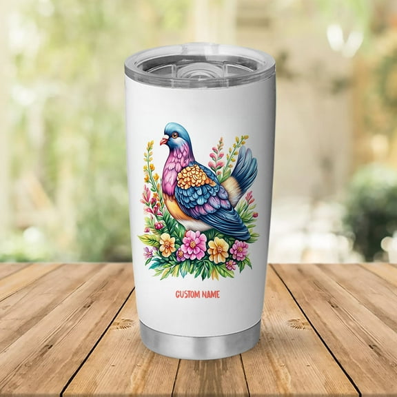 Pigeon Lover Custom Tumbler 20oz With Handle & Straw – Stainless Travel Coffee Cup With Lid – Personalized Bird Gift For Women – Cute Animal Design 1uOI3V