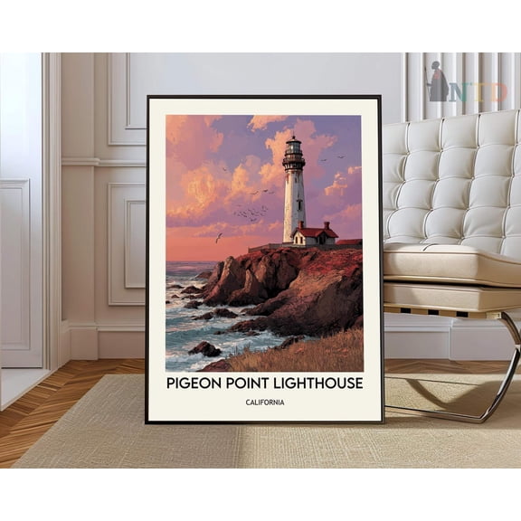 Pigeon Point Lighthouse California Poster, Unframed Paper Poster 8x10in