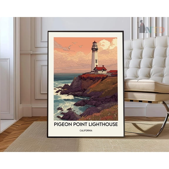 Pigeon Point Lighthouse Poster, Unframed Paper Poster 8x10in