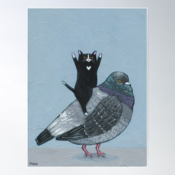 Pigeon Ride Poster Wall Art, Modern Wall Decor For Living Room Bedroom, 8x12 UNFRAMED