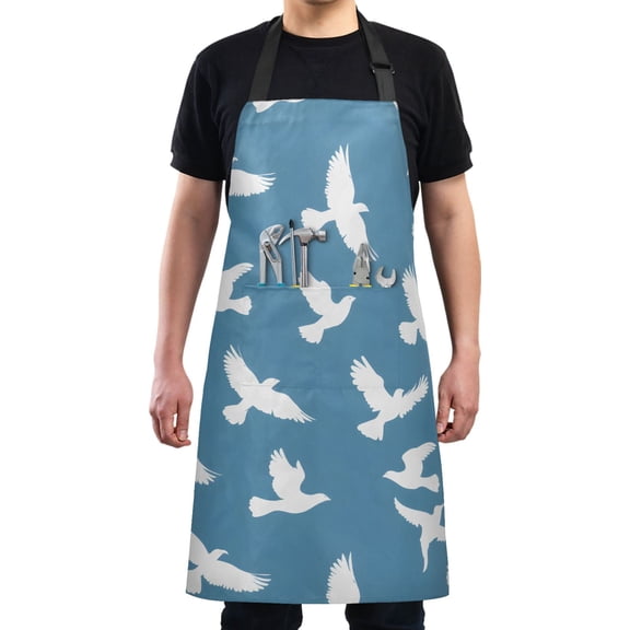 Pigeon Silhouette Kitchen Apron with 2 Pockets Adjustable waterproof Cooking Aprons for Women Men Chef