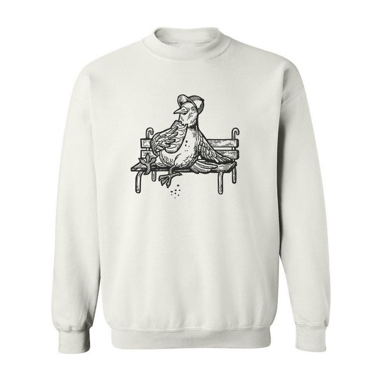 Pigeon Sitting On A Park Bench Sweatshirt Men Image by Shutterstock Male x Large