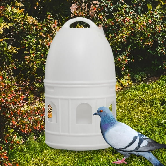 Pigeon Water Dispenser Feeder Waterer with Hanging Handle Bird Water Drinker White