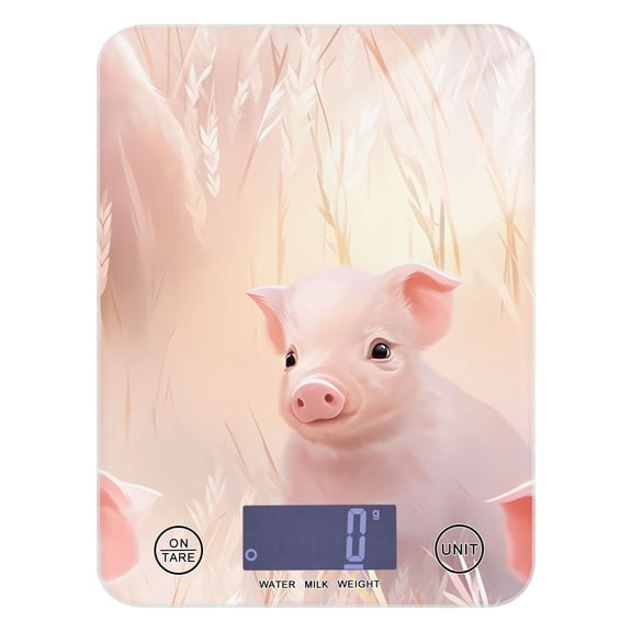 Piggies Pig Wheet Food Scale Digital Kitchen Scale Waterproof Tempered Glass Tare Function 11 lb for Baking Cooking Meal Prep
