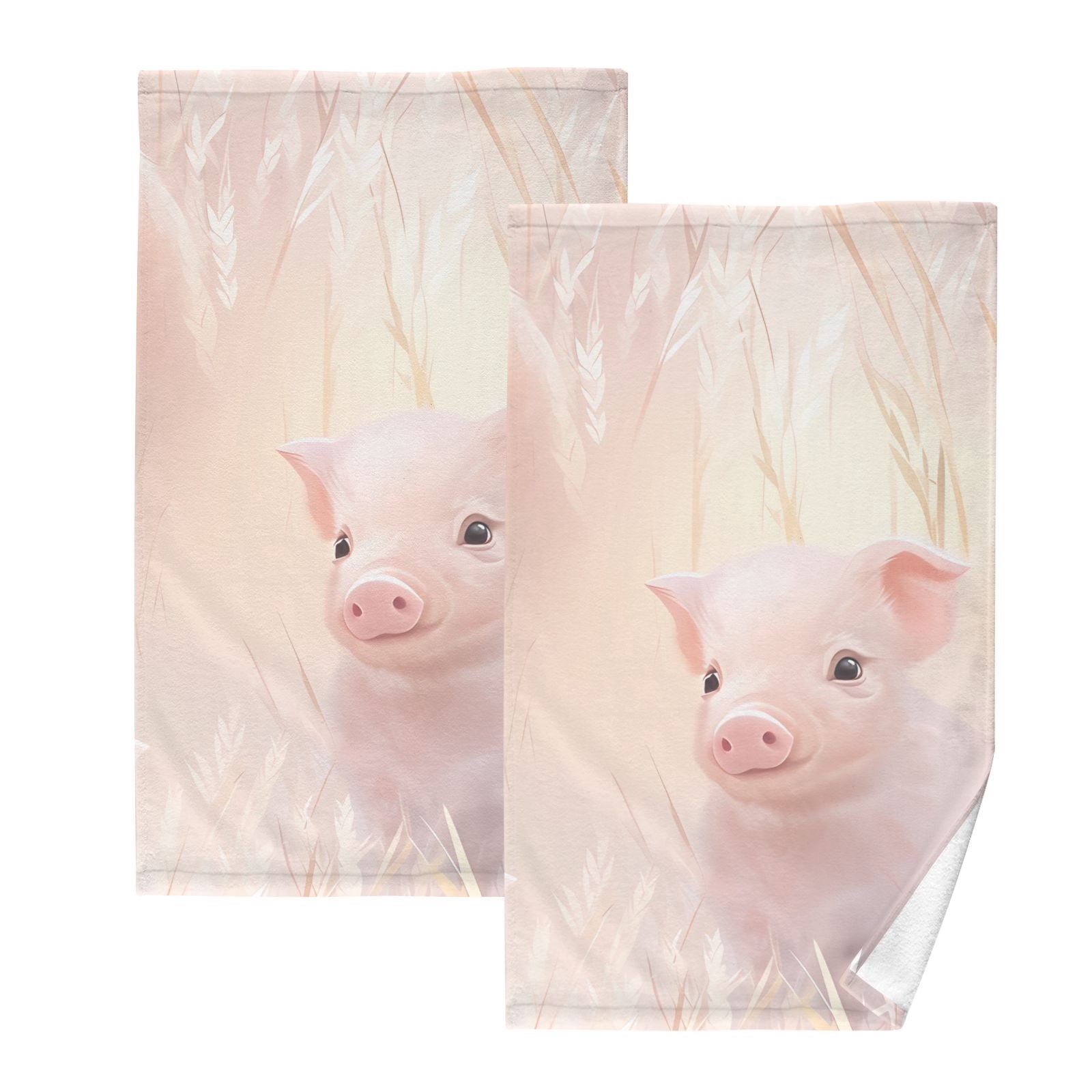 Piggies Pig Wheet Hand Towel Bath Towels Face Towels Cotton Absorbent for Home Hotel Spa Swimming Yoga Sports Decorative Towel Set of 2
