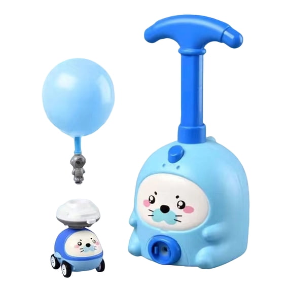 Piggy 2-in-1 Air Powered Balloon Car Launcher Toy Set, STEM Educational Aerodynamic Race Car & Flying Rocket Launcher with Hand Pump, Interactive Science Experiment Toy