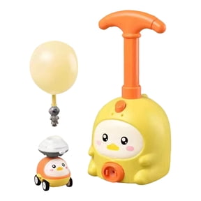 Piggy 2-in-3 Air Powered Balloon Car Launcher Toy Set, STEM Educational Aerodynamic Race Car & Flying Rocket Launcher with Hand Pump, Interactive Science Experiment Toy