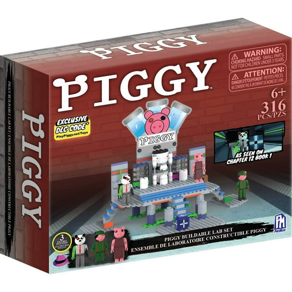 Piggy 316 Piece Laboratory Deluxe Buildable Set with Exclusice DLC Code - Includes Piggy, Soldier and Badgy Figures