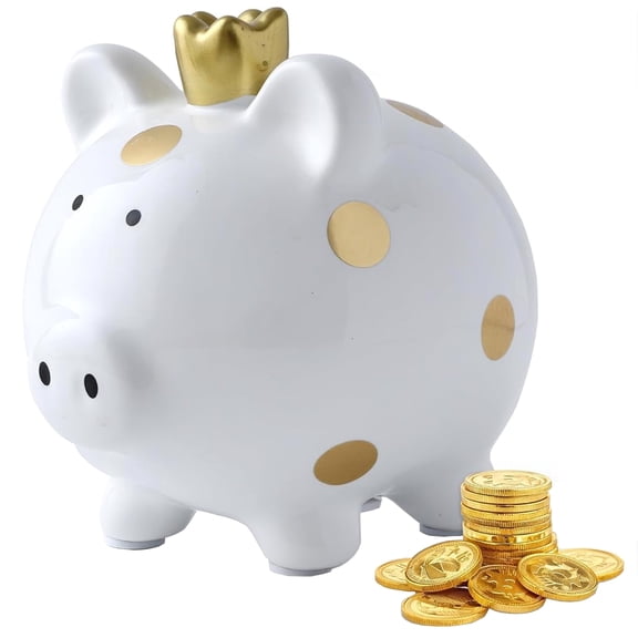 Piggy Bank, 1 Pc, Ceramic Porcelain - Coin Box, Money Saving Container for Home Decor, White