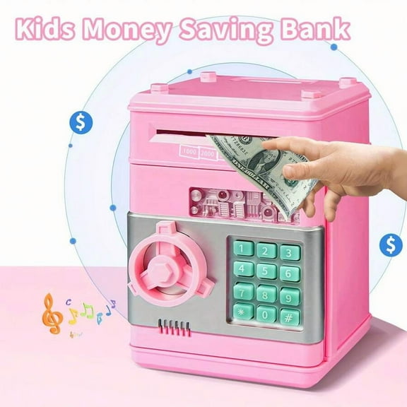 Piggy Bank ATM for Kids, Mini ATM Machine with Password Code Lock and Automatic Scroll, Electronic Money Savings Bank for Boys and Girls Ages 3-12