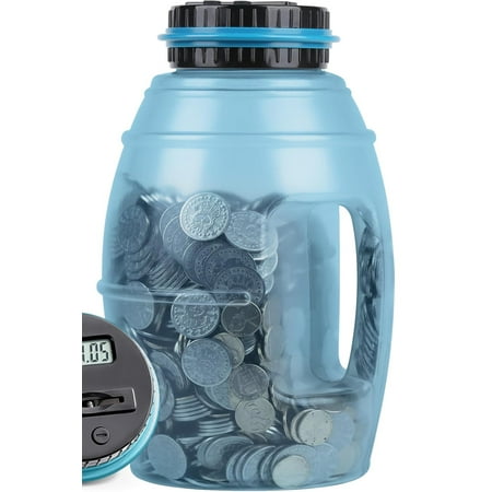 Piggy Bank, Digital Counting Bank with LCD Counter, Coin Bank Money Jar, Designed for All US Coins (Blue2)