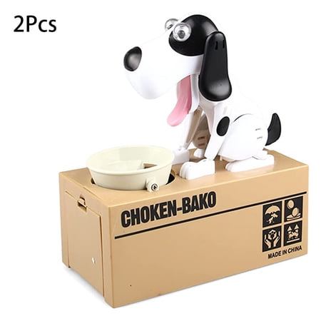 Piggy Bank, My Dog Piggy Bank, Robotic Coin Munching Toy Money Box, Saving Money Coin Bank for Boys and Girls, Bank Money Saving Box Dog Shake Heads Tail Ears Rotating (White&Black)