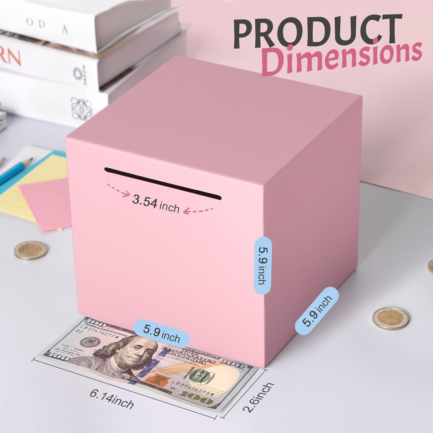 2 PCS Stainless Steel Piggy Banks For Adults - Must Break To Open Money Saving Boxes (4.72 Inch Black & Purple)