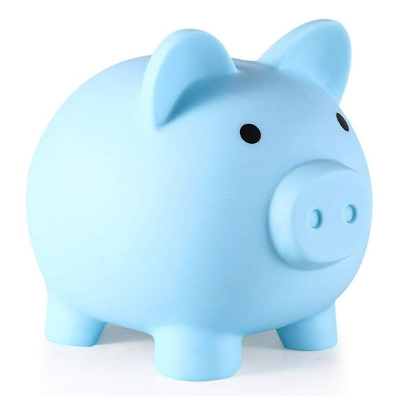Piggy Bank for Kids Adults, Unbreakable Plastic Money Bank, Coin Bank for Girls and Boys, Medium Size Piggy Banks, Practical Gifts for Birthday, Easter, Baby Shower, Blue