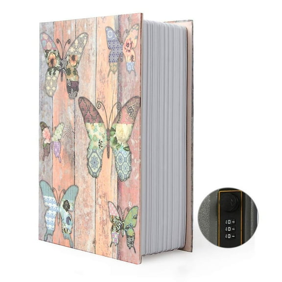 Piggy Bank for Kids, Diversion Book Safe Box Cash Box (Size 7.1"×4.6"×2.2") With Security Combination Lock, Dictionary Secret Hidden Safe, Butterfly - Combination Lock, Multicolor