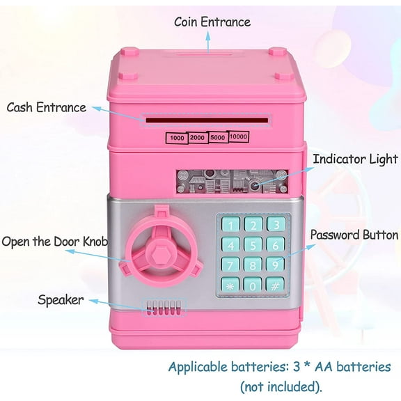 Piggy Bank for Kids Girls Boys, Large Electronic Money Saving Box with Password Code Lock and Auto Grab Bill Slot, Coin Bank for Kids for Real Money, Gifts Toys for 3-12 Years Old Girls, Blue