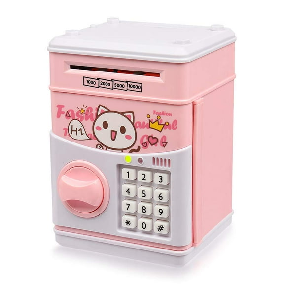 Piggy Bank for Kids , Safe Box, Electronic Cat Password Cash Box, Safe Bank Mini ATM Toy for 3-14 Year Old Boys and Girls with Password & Music Great Gift Toy for Kids Children, Pink