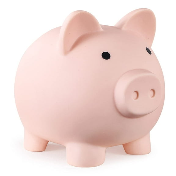 Piggy Bank for Kids, Unbreakable Plastic Cash Box, Coin Bank for Girls and Boys, Medium Size Piggy Banks, Practical Gifts for Birthday, Easter, Baby Shower, Flesh-Colour