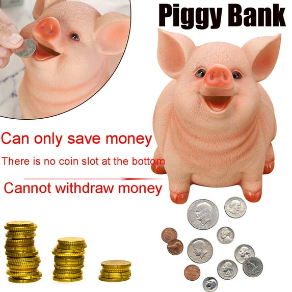 Piggy Bank Large, Ceramic Money Box with No-Escape Slot, Cute Saving Bank for Kids, Adults, Cash & Coins, Motivational Financial Gift Pink