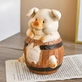 thumbnail image 1 of Piggy Bank Living Room Home Decorations Gift - Resin Handicraft Wooden Barrel Pig Bank Ornaments for Desktop TV Cabinet,Piggy Bank for Adults, 1 of 9