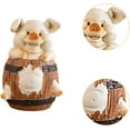 thumbnail image 1 of Piggy Bank Living Room Home Decorations Gift - Resin Handicraft Wooden Barrel Pig Bank Ornaments for Desktop TV Cabinet,Piggy Bank for Adults, 1 of 9