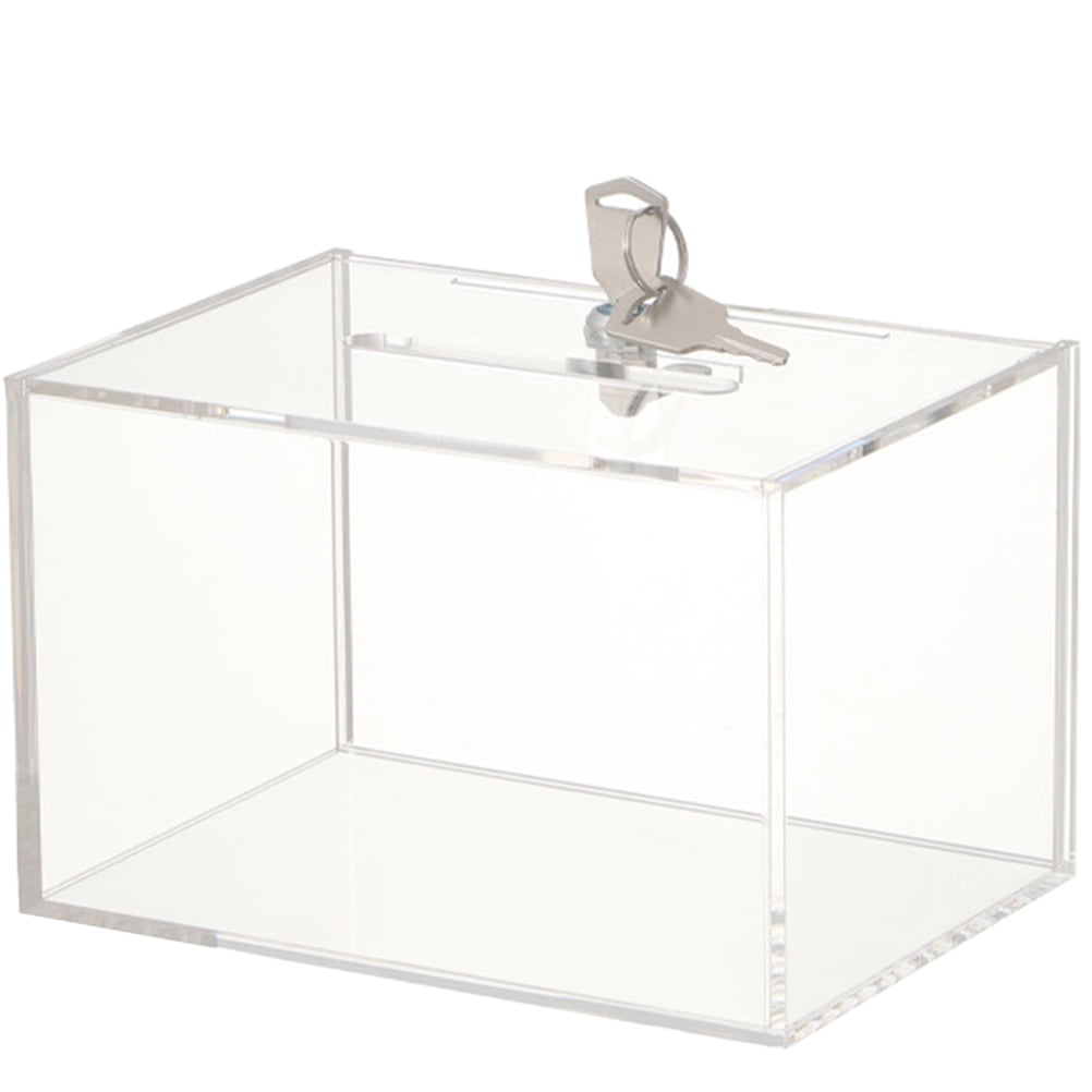Piggy Bank Raffle Case Drum Transparent Card Box Clear Window Mailbox