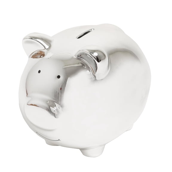 Piggy Bank, Silver, Ceramic Piggy Bank, Ideal for Boys and Girls, Kids Money and Coin Bank, Perfect Baby Nursery Dcor, Great Gift and Newborn Keepsake