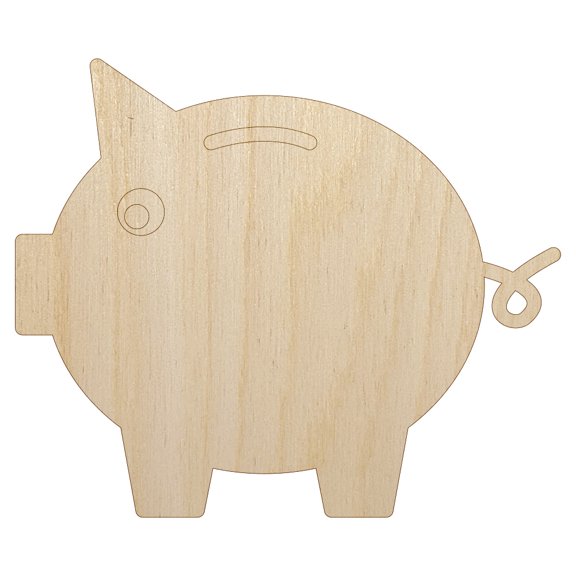 Piggy Bank Solid Wood Shape Unfinished Piece Cutout Craft DIY Projects - 6.25 Inch Size - 1/8 Inch Thick