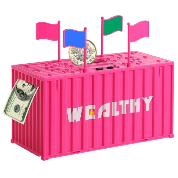 Piggy Bank, TSV Smart Container Coin Bank, Coin Counter Machine with LCD Counter, Money Counting Jar with Total Amount Displayed, Rose Red