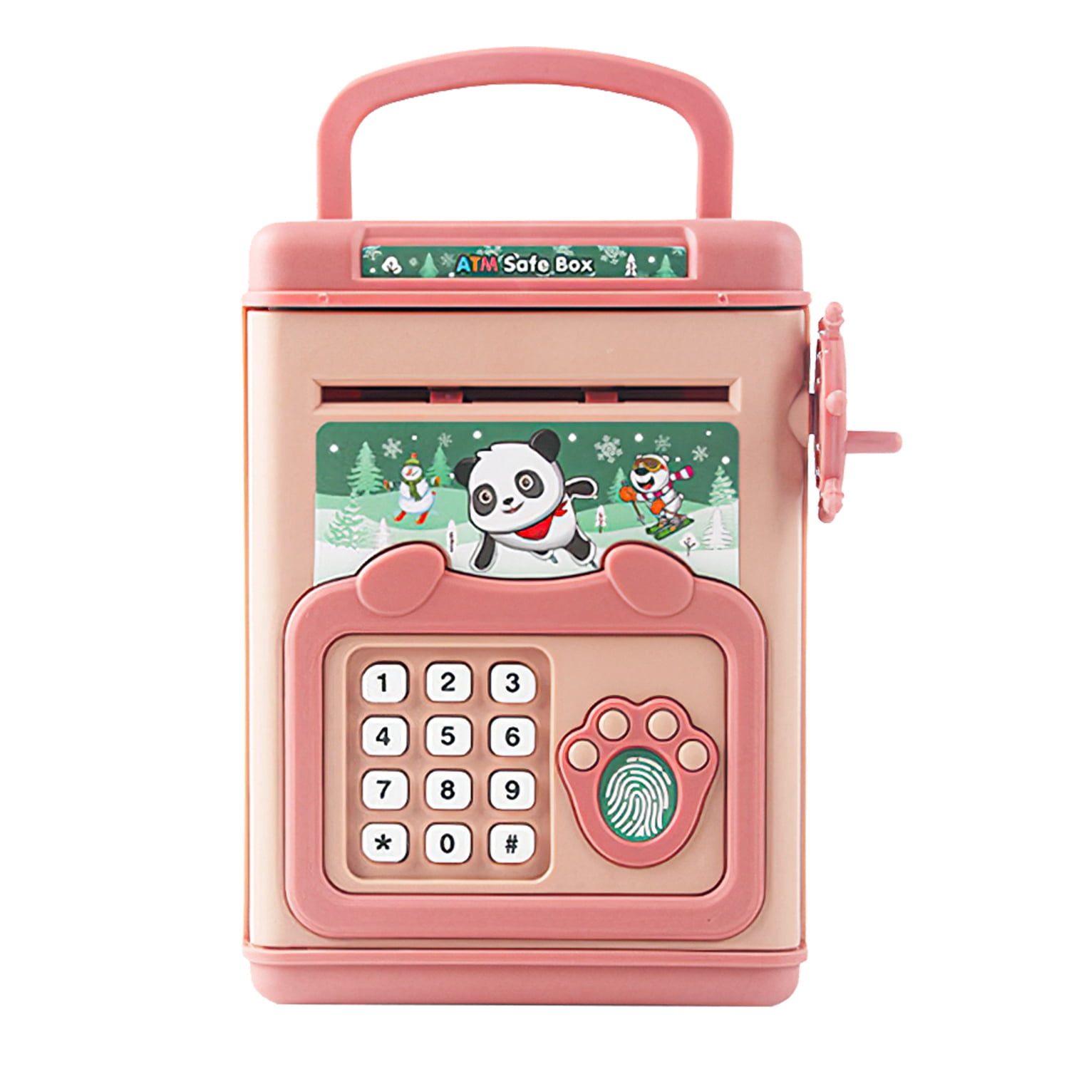 Pink and Beige Electronic ATM Piggy Bank with Password and Fingerprint