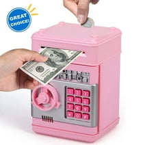 Piggy Bank Toys for 6 7 8 9 10 11 Year Old Girl Gifts, Money Saving Box for Teen Girls Toys Age 6-8-10-12, Christmas Birthday Gifts for 7 8 Year Old Girls Stuff ATM Machine for Kids 5-7, Pink