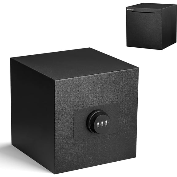 Piggy Bank for Adults, Stainless Steel Password Reusable Safe Bank, Metal Money Saving Box with Combination Lock for Cash Saving (Black, 5.9 inch)