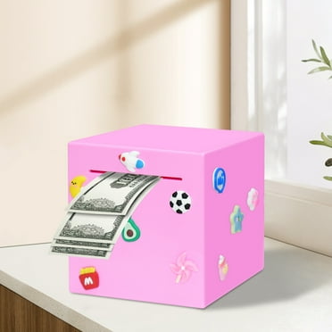 Piggy Bank for Adults and Kids, Must Break to Open Solid ABS Money Bank, Cute DIY Sticker Piggy Bank, Unopenable Money Box, 4.72 Inch