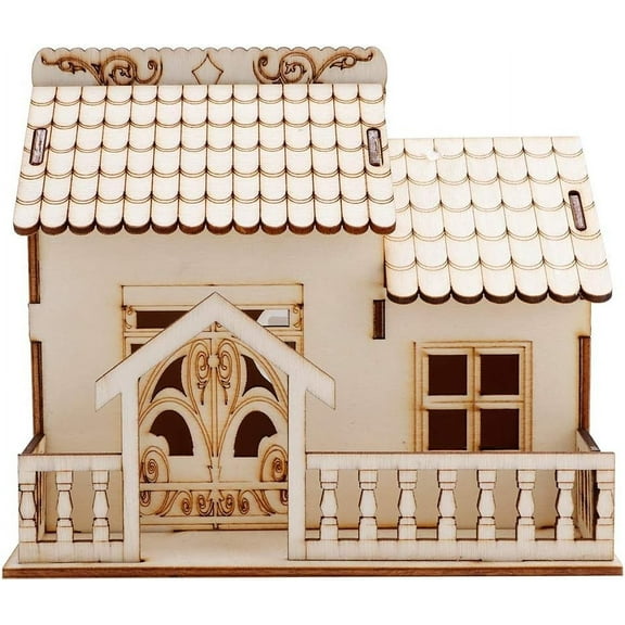 Piggy Bank for Kids Adults, Innovative Money Saving Box, Wood Villa Storage Box House Model Money Bank for Home Decor, Ideal Kids, Triangular Door