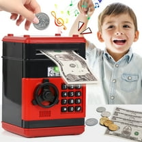Piggy Banks for Kids, Money Bank, Piggy Bank for Boys Girls, Electronic Password Cash Coin Can ATM Bank with Auto Grab Bill Slot, Money Coin Saving Box for Kids, Perfect Gifts for Boys Girls, Red